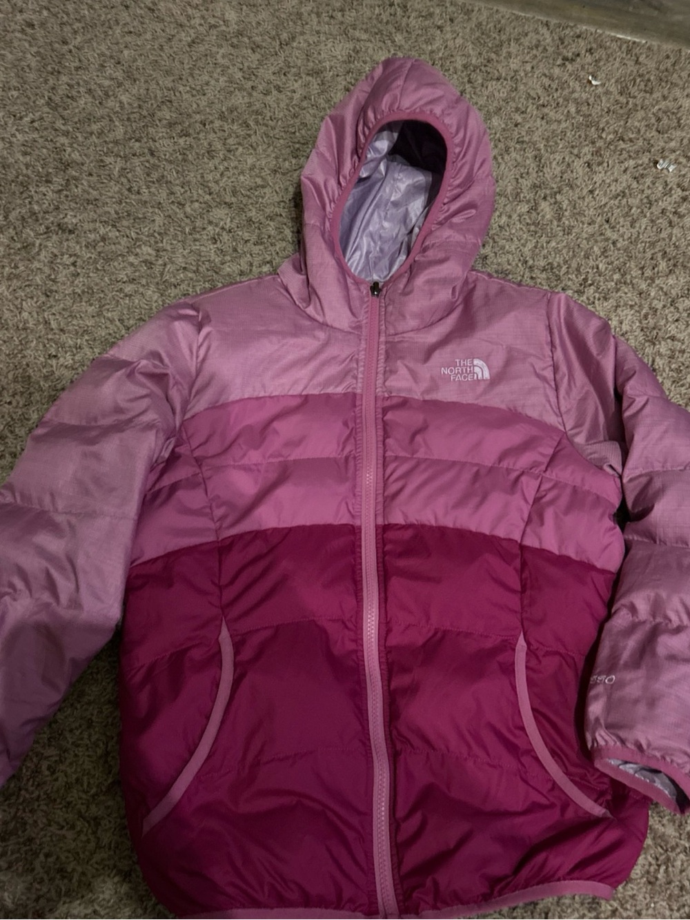 The North Face Girls' Pink Gradient Hooded Puffer Jacket